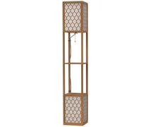 HOMCOM 2-Light Modern Floor Lamp w/ Shelves, Bedroom, Natural Wood Finish HOMCOM Natural