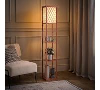 HOMCOM Floor Lamp with Shelves Tall Standing Lamp Single Light Brown
