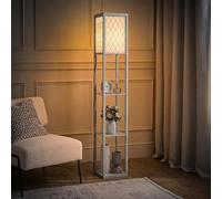 HOMCOM Floor Lamp with Shelves Tall Standing Lamp Single Light Grey