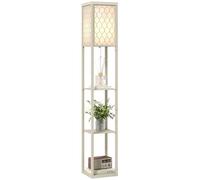 HOMCOM Floor Lamp with Shelves Tall Standing Lamp Single Light Oak