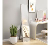 HOMCOM Floor Mirror Wall Mounted Leaning Standing Mirror 37 x 157cm Silver