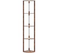 HOMCOM Floor Standing Lamp with Shelves, LED Floor Lamp with 3000K Dimmable Warm White Light for Living Room Bedroom, Rustic Brown Aosom UK