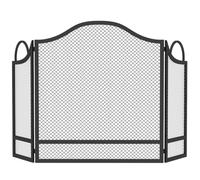 HOMCOM Floral 3-Panel Folding Fireplace Screen 122 x 1 x 74 cm Black