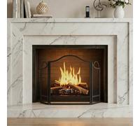 Homcom Floral 3-Panel Folding Fireplace Screen For Protection, Black