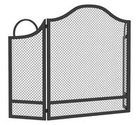 HOMCOM Floral 3-Panel Folding Fireplace Screen for Protection, Black, Black