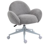 Homcom Fluffy Leisure Chair Office Chair With Backrest And Armrest For Home Bedroom Living Room With Wheels Grey