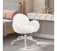 HOMCOM Fluffy Leisure Chair Office Chair with Backrest Wheels Cream White HOMCOM Cream
