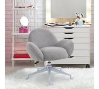 Homcom Fluffy Leisure Office Chair With Backrest Armrest Wheels Grey