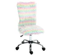 HOMCOM Fluffy Makeup Vanity Chair with No Arm, Swivel Wheels, Multicolour