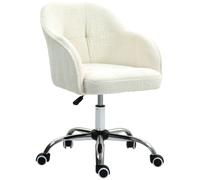 HOMCOM Fluffy Vanity Chair for Desk, with Height Adjustable, Wheels, Grey - Cream