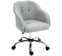 Homcom Fluffy Vanity Chair For Desk, With Height Adjustable, Wheels, Grey, Grey