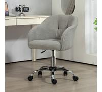 HOMCOM Fluffy Vanity Chair for Desk, with Height Adjustable, Wheels in Grey HOMCOM Grey