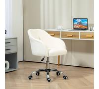 Homcom Fluffy Vanity Chair For Desk, With Height Adjustable, Wheels, Cream, Cream