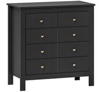 Homcom Fluted Bedroom Chest Of Drawers W/ 5 Drawers Gold Tone Handles White