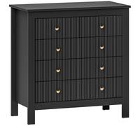 HOMCOM Fluted Bedroom Chest of Drawers w/ 5 Drawers Gold Tone Handles Black - Black - 5