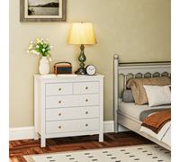 HOMCOM Fluted Bedroom Chest of Drawers w/ 5 Drawers Gold Tone Handles Black - White - 5