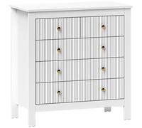 HOMCOM Fluted Bedroom Chest of Drawers w/ 5 Drawers Gold Tone Handles Black - White - 5