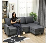 Homcom Fold-Out Convertible Sofa Bed With Removable Covers, Charcoal Grey