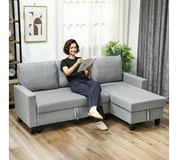 HOMCOM Fold-Out Convertible Sofa Bed with Removable Covers, Charcoal Grey - Grey - Both sides - 1