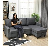 Homcom Fold-Out Convertible Sofa Bed With Removable Covers In Dark Grey Dark Grey 3 Seater