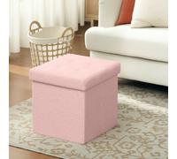 HOMCOM Foldable 37.6L Storage Ottoman, Sherpa Fleece Ottoman Storage Box in Pink HOMCOM Pink