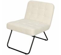 Homcom Foldable Accent Chair With Backrest, Wide Seat, Cream White