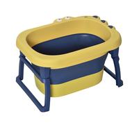 HOMCOM Foldable Baby Bathtub for Newborns Infants Toddlers w/ Stool - Yellow