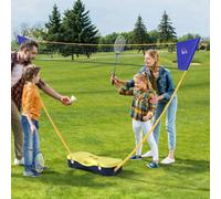 HOMCOM 2.8m Portable Folding Badminton Net Set with 4 Badminton Rackets | 2 Nylon Shuttlecocks, for Adults Kids, Indoor Outdoor, Exercise Training
