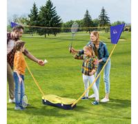 Homcom Foldable Badminton Net Set With 2 Pairs Of Rackets 2 Shuttlecocks In Yellow Yellow One Size
