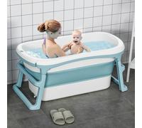 HOMCOM Foldable Baby Bathtub for Toddlers Kids Non-Slip Footpads Cover