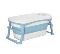 HOMCOM Foldable Bathtub Kids Bath Tub with Lid Large Freestanding Bathtubs Home Sauna for Toddler Children Teenage 1-12 Years