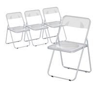HOMCOM Foldable Chairs, Folding Chairs with Transparent Seat and Backrest, Heavy Duty Steel Frame, 47W x 48D x 75H cm, Clear