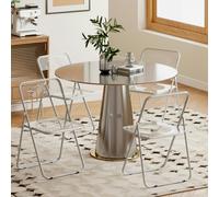 HOMCOM Foldable Chairs with Heavy Duty Steel Frame, Clear | Size: 4 Pack HOMCOM Clear 4 Pack