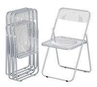 Homcom Foldable Chairs With Heavy Duty Steel Frame, Clear Clear