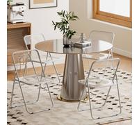 HOMCOM Foldable Chairs with Heavy Duty Steel Frame, Clear | Size: 4 Pack HOMCOM Clear 4 Pack