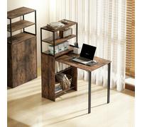HOMCOM Foldable Computer Desk, Office Desk for Small Spaces, Rustic Brown, Brown