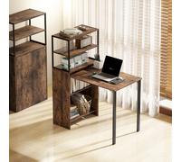 HOMCOM Foldable Computer Desk, Office Desk for Small Spaces, Rustic Brown