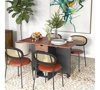 HOMCOM Foldable Dining Table - Drop Leaf Table with Storage - Rustic Brown | TJ Hughes