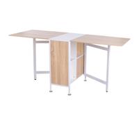 Homcom Folding Table Computer Desk With Storage Shelves Oak, White Home Office