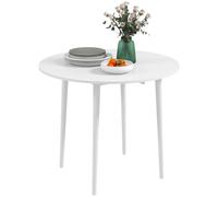 HOMCOM Foldable Dining Table, Round Drop Leaf Table with Wood Legs