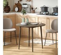 Homcom Foldable Dining Table, Round Drop Leaf Table, Wood Legs, Grey