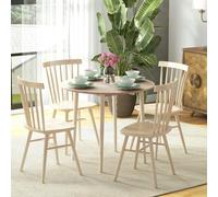 HOMCOM Foldable Dining Table, Round Drop Leaf Table, Brown