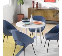 Homcom Foldable Dining Table, Round Drop Leaf Table, Wood Legs, White