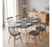 HOMCOM Foldable Dining Table, Solid Wood Drop Leaf Table, Grey