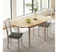 HOMCOM Foldable Dining Table, Solid Wood Drop Leaf Table, Natural HOMCOM Natural