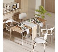Homcom Foldable Dining Table with Storage Shelves Oak and White 1,690 x 620 x 750 mm