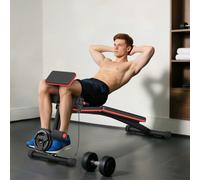 HOMCOM Foldable Dumbbell Bench Weight Training, 7 Incline Adjustable, Red - 160cmx54cmx106cm