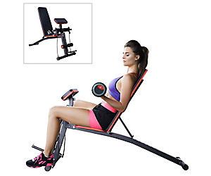HOMCOM Foldable Exercise Bench 6 Levels Adjustment - Black/Red
