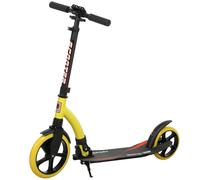 HOMCOM Foldable Kick Scooter with Double Shock Absorption and Big Wheels, Height Adjustable Aluminium Frame Big Wheel Scooter for 14+ Teens Adult - Yellow Yellow