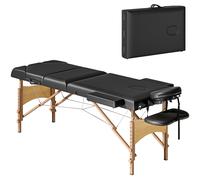 HOMCOM Foldable Massage Bed with Beech Wood Legs Face Cradle Armrests Grey